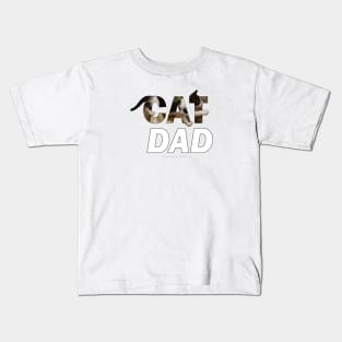 CAT DAD - black and white cat oil painting word art Kids T-Shirt